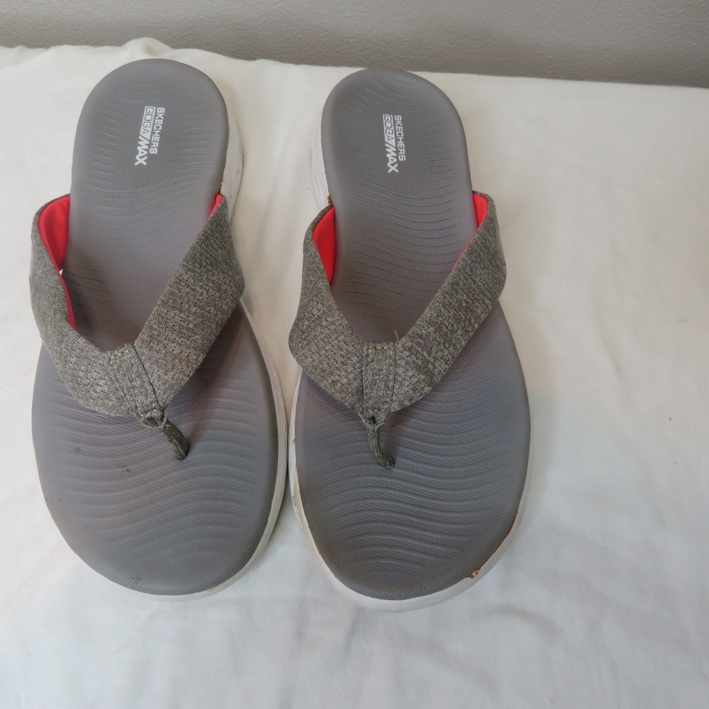 Skechers On-the-GO 600 Glistening Grey Pink Flip Flops 15304 Womens 10